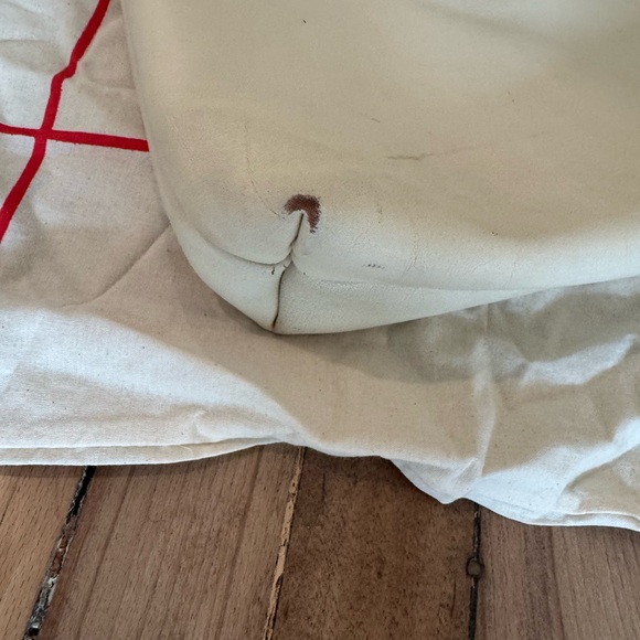 CLARE V Cream Tote Bag with Yellow Handles - Picture 2 of 6